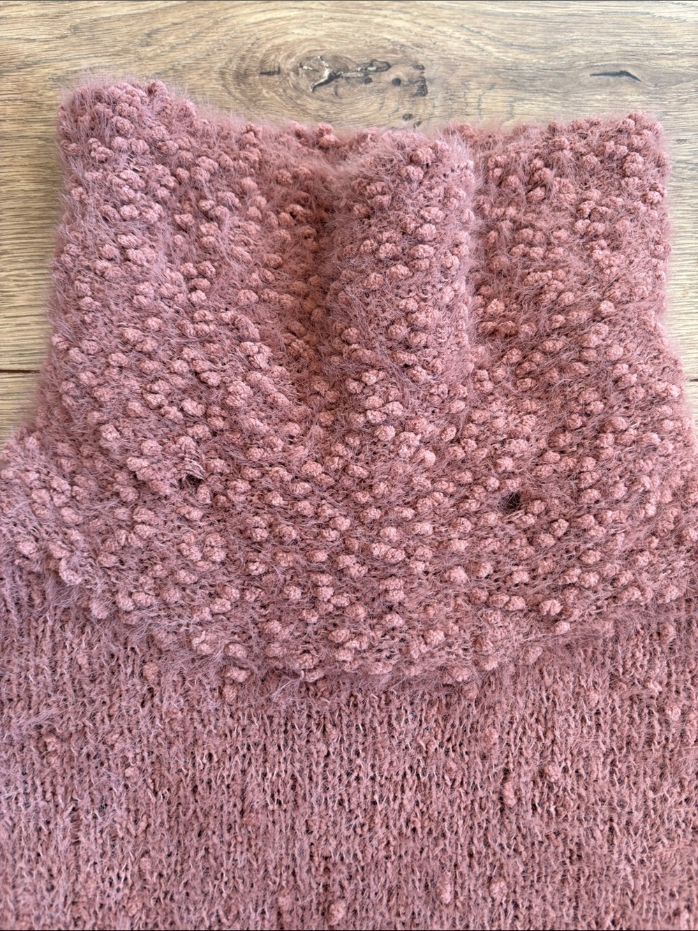 POL Clothing Oversized Boucle Knit Cowl Neck Sweater in Mauve / Dusty Rose - Picture 5 of 8